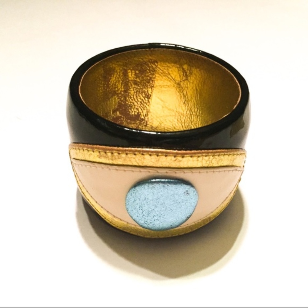 Leather EYE Handmade cuff bracelet Bangle boho - Picture 3 of 4